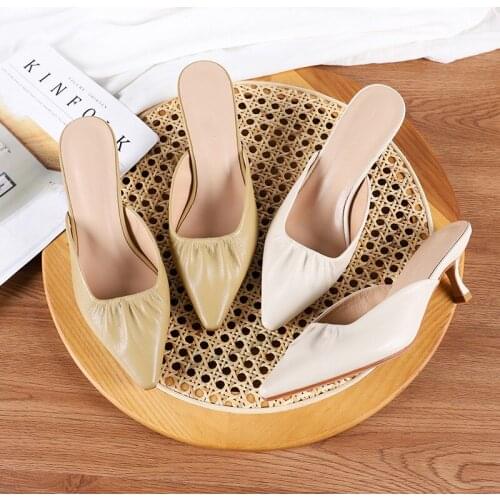 Pointed Toe Thin heel High heels shoes Muller slippers women 2021 summer shoes sandals women Fashion Shallow ladies shoes