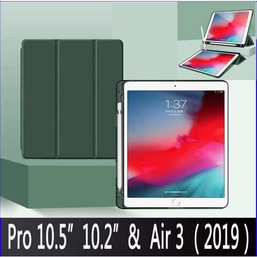 With Pencil Holder Case For iPad 10.2 Air 3 10.5 2019-A2153 A2123 A2152 A2154 A2197 A2198 A2200 PU Leather Smart Cover Auto Wake