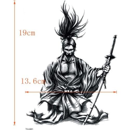Japanese Warrior Waterproof Temporary Tattoo Sticker On Body Art Tattoo Sword Fake Tattoo Henna Temporary Tatoo Sleeve