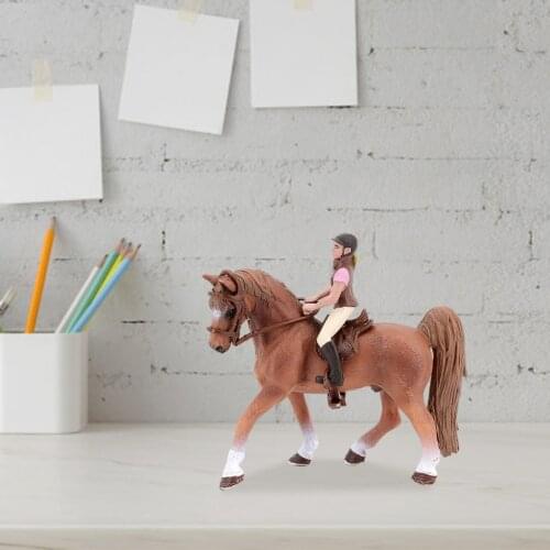 Vivid Plastic Animal Figure Miniature Horse with Detachable Rider Farm Animal Figurine Model Playest