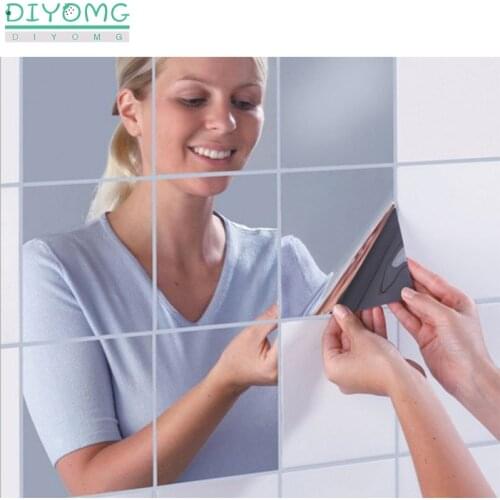 Bathroom Mirror Wall Stickers Decal 3D Self-adhesive Film Plastic Mirror Stickers Tiles Home Decor Acrylic Wallpaper Decal