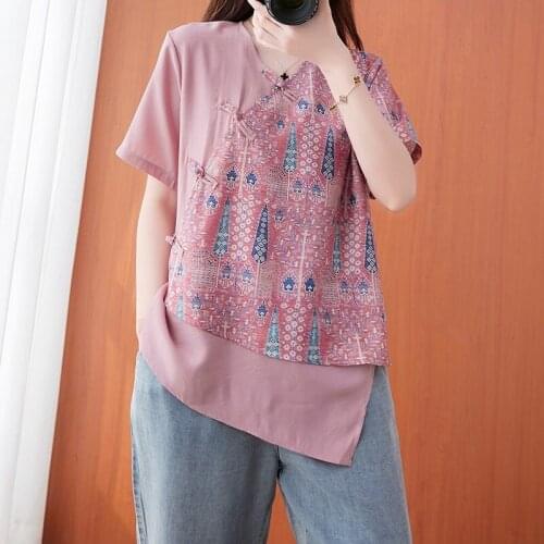 Women Retro Print Traditional Chinese Style Qipao Tops Elegant Vintage Cheongsam Shirts Loose Blouse Oriental Clothing 31002