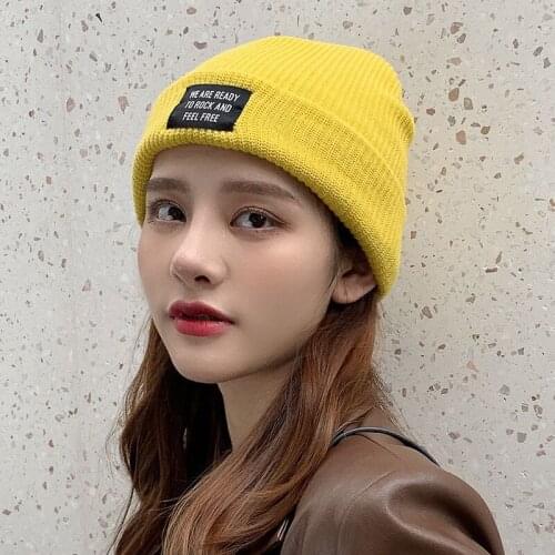 Unisex Beanies For Men Womens Autumn Hat 2020 Winter Black Beanie Women letter print Mens Knitted Hats