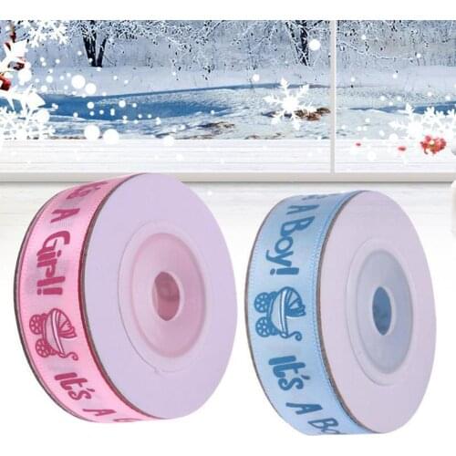 1 Roll "It Is A Boy/Girl" Printed Ribbon Baby Shower Christening Satin Ribbon Gift Packing DIY Crafts Christmas Polyester Ribbon