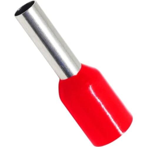 100pcs E0508 Red tubular Pre - insulated terminals Cold pressed terminals
