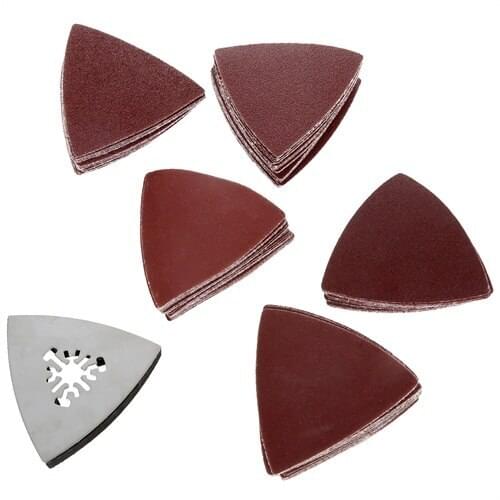 100Pcs Sanding sheets Sandpaper +Triangular Sanding Pad Oscillating Multi-tool for Multimaster Fein Dremel Cutting