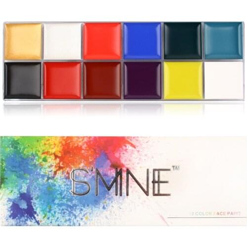 12 Color New Professional Flash Tattoo Body Paint Pigment Palette Makeup Facial Oil Painting Art for Halloween Party Masquerade