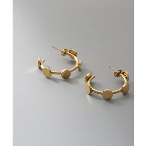 2021 Basic Chic French Hypoallergenic Tarnish Free Stainless Steel Gold CC Hoop Stud Earrings For Women Aretes De Mujer