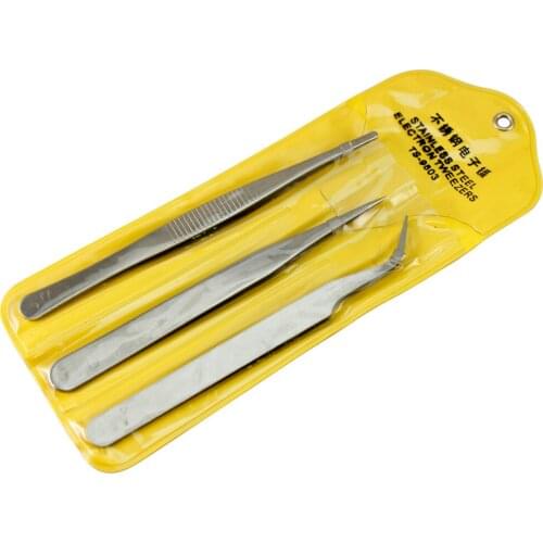 High Quality 3pcs Repair Precision Assembly Set Tool Stainless Steel Electronic Tweezers