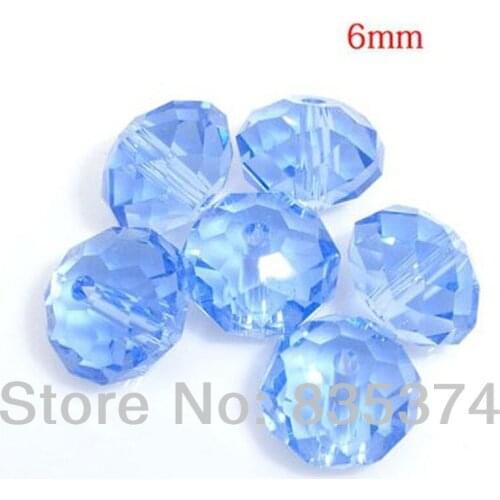 500 pcs Blue color Cut & Faceted Glass Beads.Spacer Beads 6mm