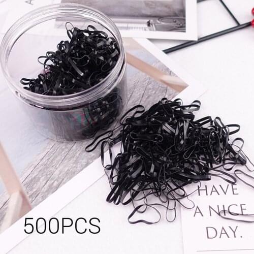 500pcs High-elastic Baby Kids Hair Accessories Disposable Rubber Bands Scrunchie Hair Ties For Womens Girls Hair Band (black)