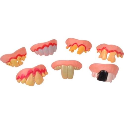 ANGRLY 5pcs April Fools Day Party Punishment Props Funny Zombie Vampire Teeth Teeth Fool Toys Tricky Halloween Funny Fake Many
