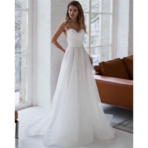 Sparkle A Line Cap Sleeve Wedding Dresses Sexy Sheer Back Bridal Gowns