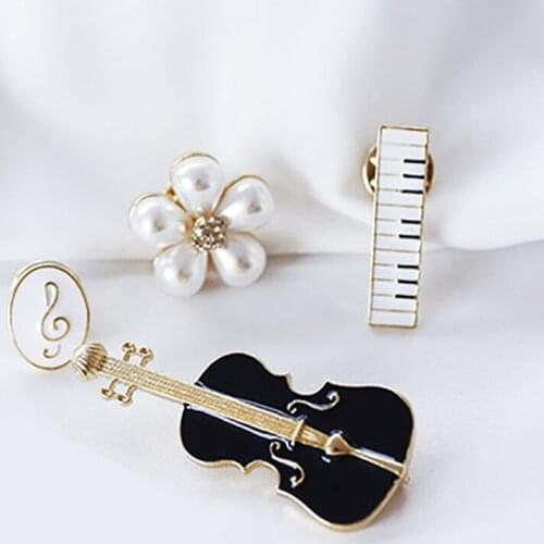 Violin Piano Musical Four Pcs Suit Metal Pin Clothes Shirt Jeans Brooch Badge Charm Pins Brooches for Women