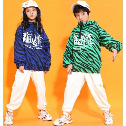 ChildrenS Hip-Hop Dance Clothes Hip-Hop Loose Sweater White Pants Jazz Dance Street Dance Outfits Performance Costumes DQS6643