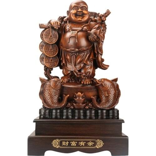 Dragon Turtle Laughing Buddha Statue, Resin Modern Art Sculpture, High-end Home Decoration, Gift Statue of God of Wealth