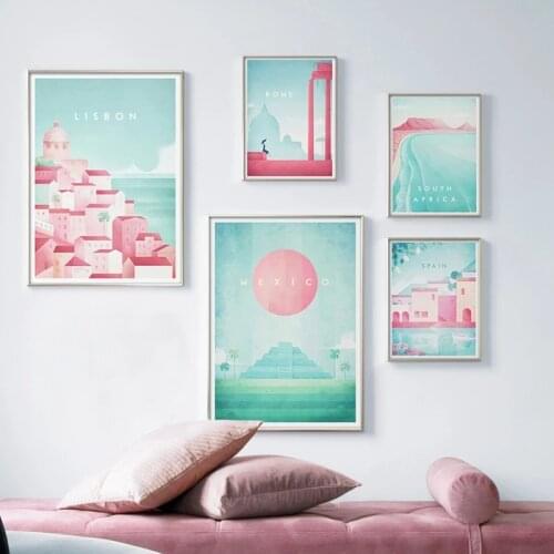 Famous World Travel Rome Poster Spain Attractions Canvas Painting Wall Art Posters and Prints Pictures for Living Room Decor