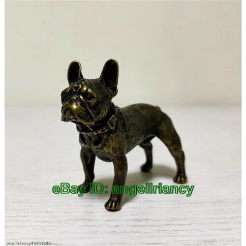 Collectible Tibet Old Bronze Chapus Dog Brave Statue Figurine Mini Shar Pei Dog