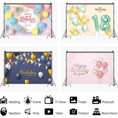 Colorful Flags Multicolored Balloons Backdrops Photos Background Decorations for Kids Birthday Party Photography Props