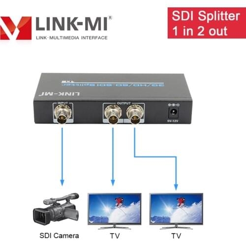 LINK-MI 1x2 SDI Splitter up to 1920x1080@60Hz 1 in 2 out 3G/HD/SD-SDI Splitter