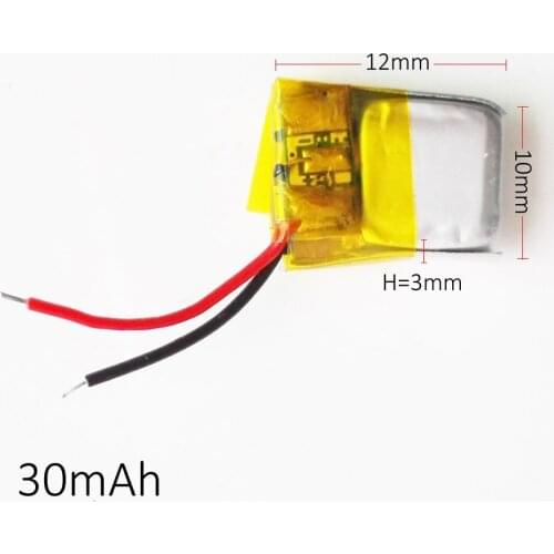 3.7V 30mAh 301012 lithium polymer lipo rechargeable battery li ion cells for MP3 bluetooth speaker bluetooth headset video pen