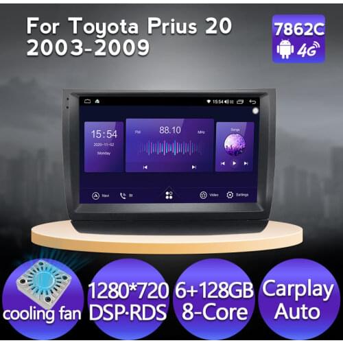 MEKEDE Android 11 6GB RAM 128GB ROM GPS Player Car Multimedia Radio For Toyota Prius 20 2003-2009 Wireless carplay DSP 4G LTE