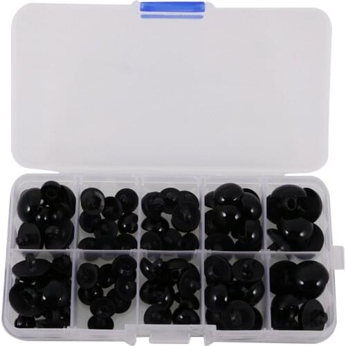 Set of 100 Pieces Plastic Safety Eyes Noses Round Buttons Kit 9-15mm Doll, Puppet, Plush Bear Dog Cat Animal Crafts Accessories