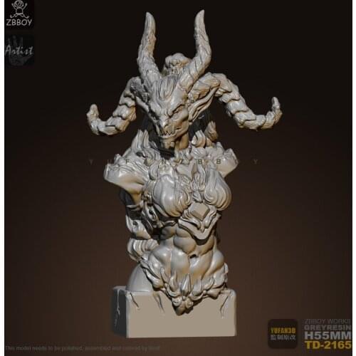 55mm Resin Bust Kits Horned Warcraft Bust Model Self-assembled TD-2165