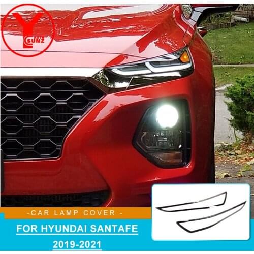 2pcs Head Lamp Trim For Hyundai Santafe Acceories Front Light Overlay For Hyundai Santa fe Santafe 2019 2020 2021 Accessories