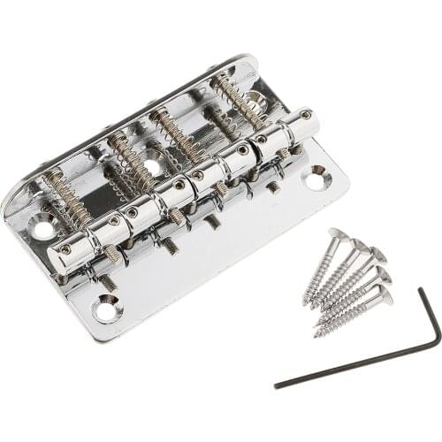 Tooyful Guitar Hard Tail 4 Saddles Bridge Tailpiece w/ Wrench Screw for Electric Bass Accs