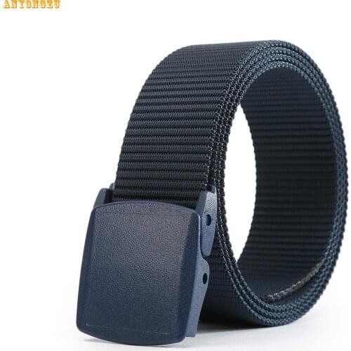 New Plastic Steel Buckle Tank-lined 100%nylon Body Lightweight Casual Mens Fashion Belt wide 3.8cm