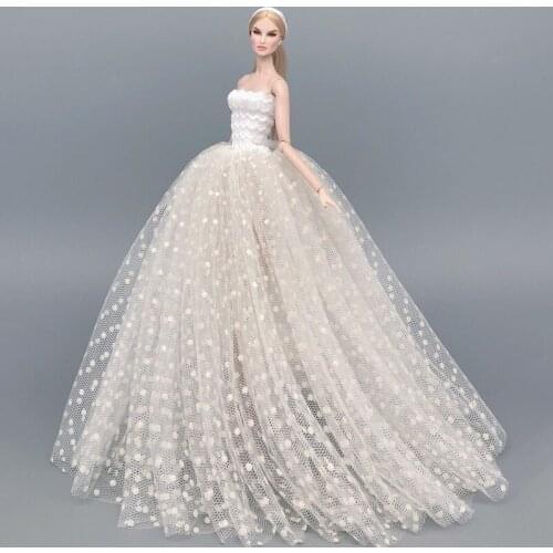 11.5" Doll Clothes Elegant Off-white Polka Dot Wedding Dresses for Barbie Clothes FR Kurhn Outfits 1/6 BJD Accessories Kids Gift