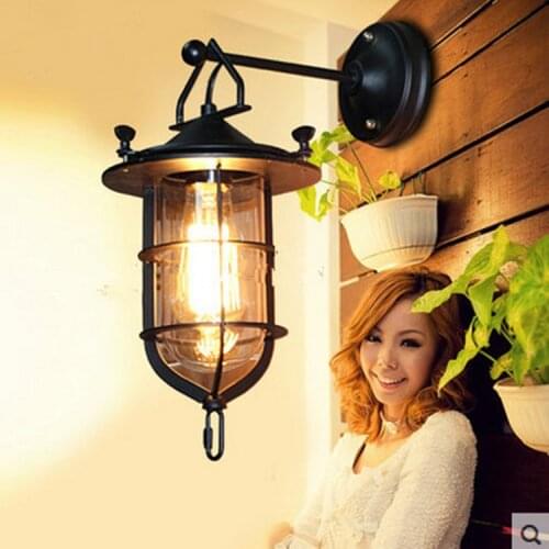Industrial American-style rural retro dock iron wall lamp bar coffee aisle balcony outdoor wall lamp
