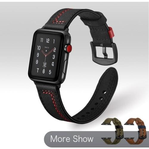 For Apple Watch Series 5 4 3 Watchband Luxury Genuine Leather Wrist Band Bracelet For Apple Watch 38/42mm 40/44mm Watch Strap