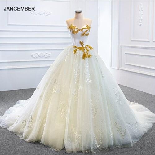 RSM66939 White Elegant Applique Print Tube Top Lace Wedding Bridal Gown Formal 2021 Backless Lace-up Design Frill Long Skirt