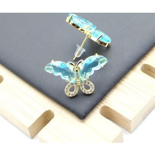 2021 new sweet lady glass crystal Big Butterfly Earrings Fashion variety jewelry gift manufacturers direct sales