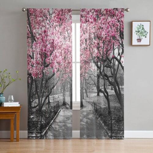 Cherry Tree Park Window Curtains Living Room Tulle Curtains Kitchen Decor Kids Room Curtain Window Treatment
