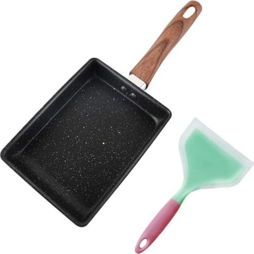 Omelette Pan,Non-Stick Japanese Tamagoyaki Pan with Anti Scalding Handle Rectangle Egg Frying Pan with Spatula