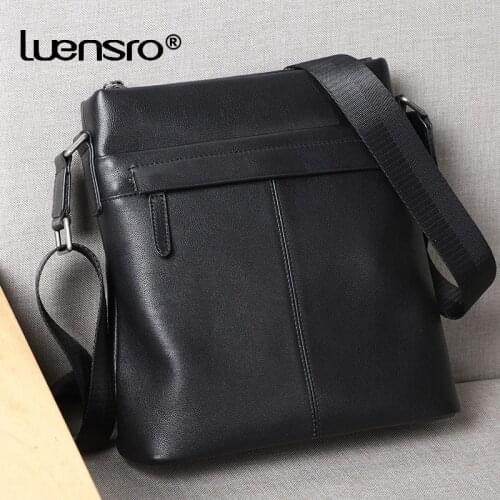 Famous Brand Men Shoulder Bag Genuine Leather Male Ipad Bags Black Cowhide Crossbody Bag for Men Casual Messenger Bags Leather