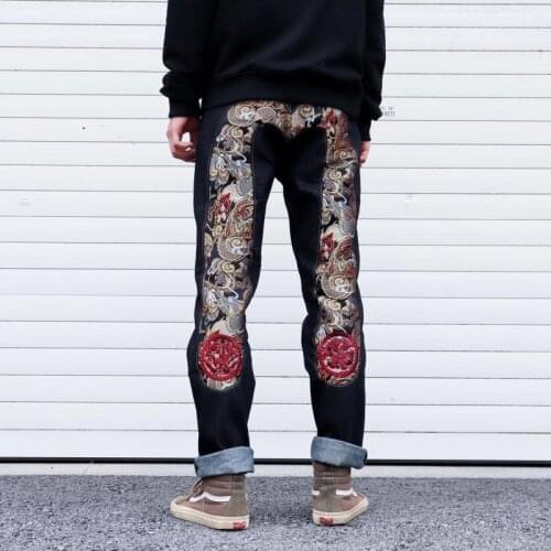 Tatoo Graphic Patch Fashion Chic Boys Demin Trousers Embroid