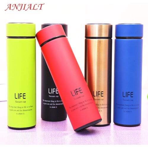 ANJIALT 500ml Thermos Thermocup Vacuum Flask Tea Mug with Strainer Thermo Mug Coffee Cup Stainless Steel Thermal Bottle Termos