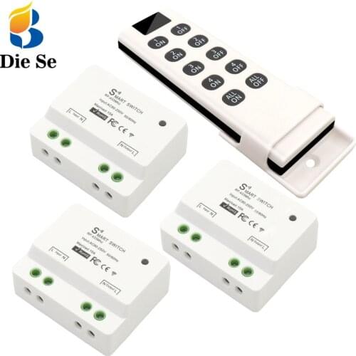 Diese Universal Remote Control AC 90~250V 10A 1CH Relay Receiver and RF 433Mhz 10 Button Wireless Transmitter For LED/Light
