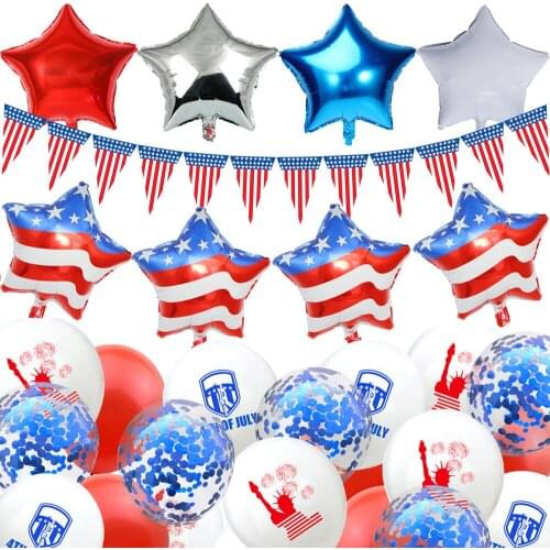Independence Day Party 4th Of July Air Latex Balloons High Quality 18inch American Flag Foil Star For USA Patriotic Decoration