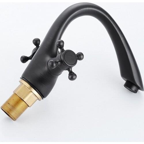 Vidric Antique Faucet Bronze Brushed Sink Faucet Black Bathroom Hot and Cold Water Faucets Swan Vintage Basin Sink Mixer Crane