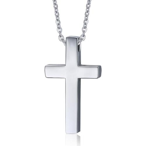 Quality Titanium Cross Pendant Necklace for Men 316L Stainless Steel Chain Necklace Brief Design Cool Jewelry