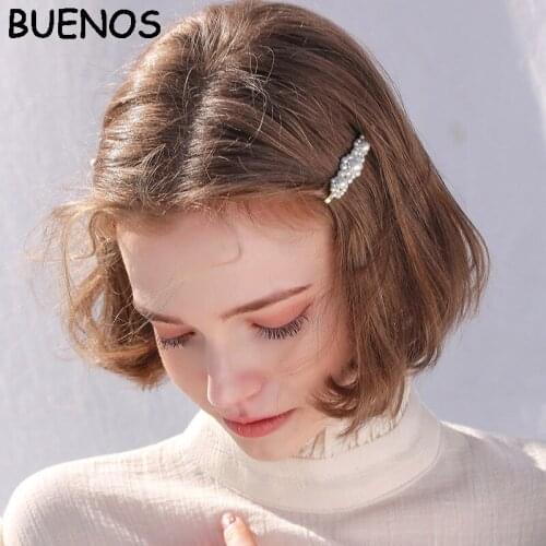 BUENOS 2019 New Fashion Women Pearl Hair Clip Snap Hair Barrette Stick Hairpin Hair Styling Accessories For Women Girls CE0653