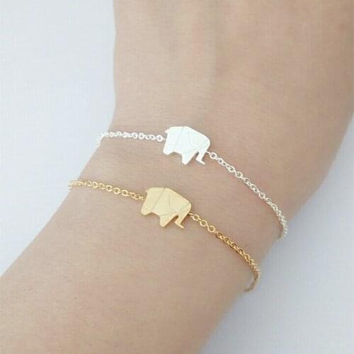 2020 Charm Womens Bracelet Femme Stainless Steel Womens Exquisite Jewelry Lucky Origami Elephant Bracelet Friendship Gift BFF