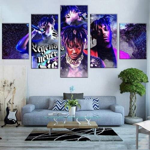 No Framed Canvas 5 Pcs Legends Never Die Rapper Juice Wall Art Posters Picture Paintings Home Decor for Living Room Decoration