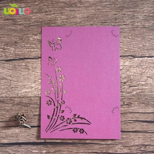 50pc wine red Wedding Party menu Card butterfly Invitation Laser Cut Delicate Carved Pattern Wedding Invitations Party Supplies