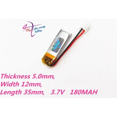 501235 JST XHR 2.54mm 2pin connector 3.7V 180mAh LiPo Battery Lithium Polymer Rechargeable For Mp3 bluetooth GPS PSP headset